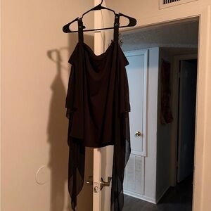 Black Sleeveless Draped Top
